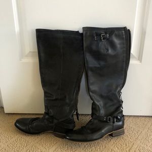 Steve Madden Black Leather Knee High Boots🖤👢